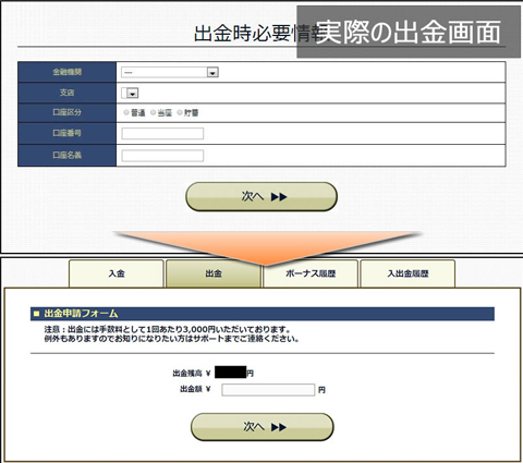 BOBOX(BOボックス)の出金画面