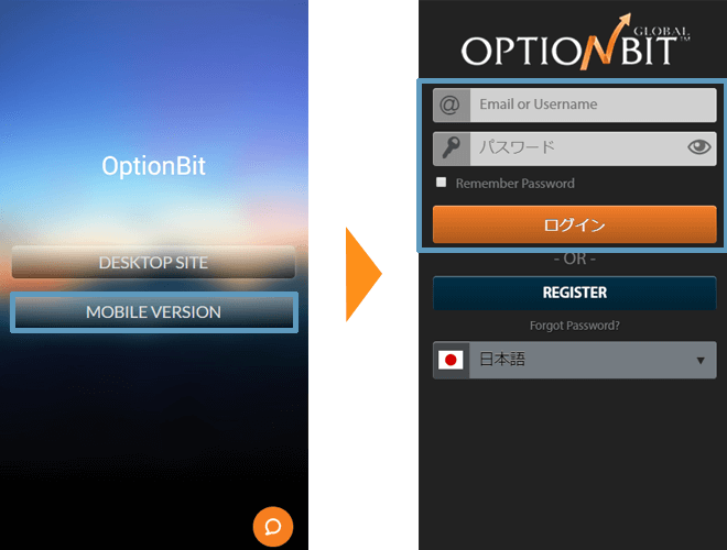 オプションビット スマホ取引