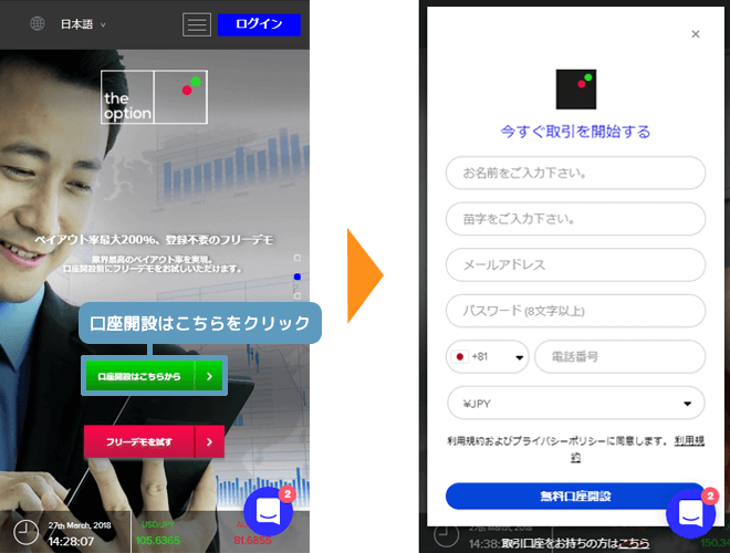 ザオプション 口座開設画像