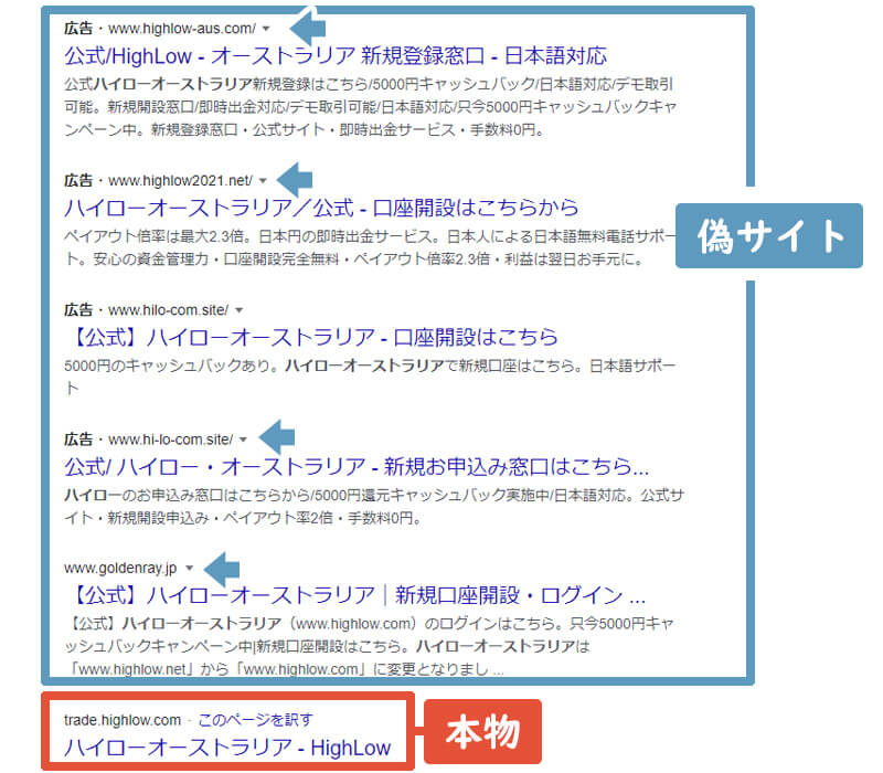 ハイローオーストラリア 偽サイト